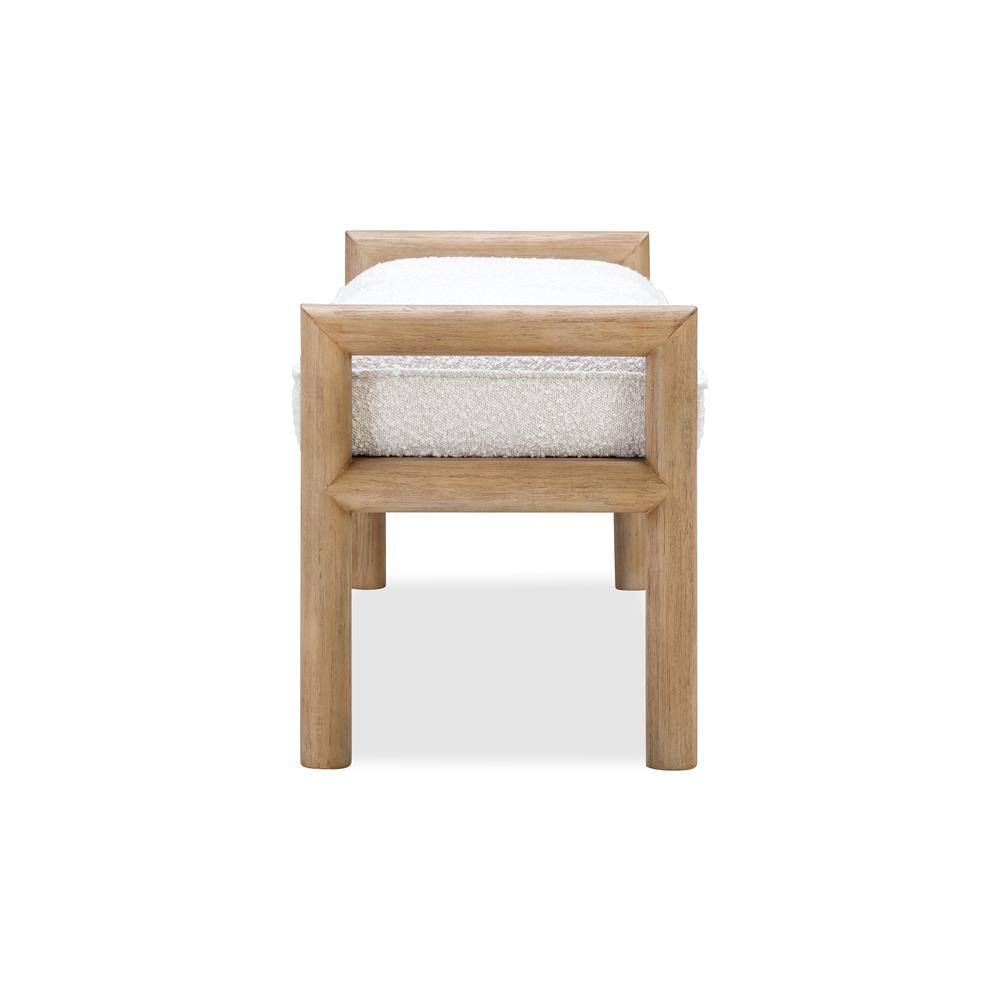Dorsey Boucle Upholstered Wooden Bench in Granola and Ricotta