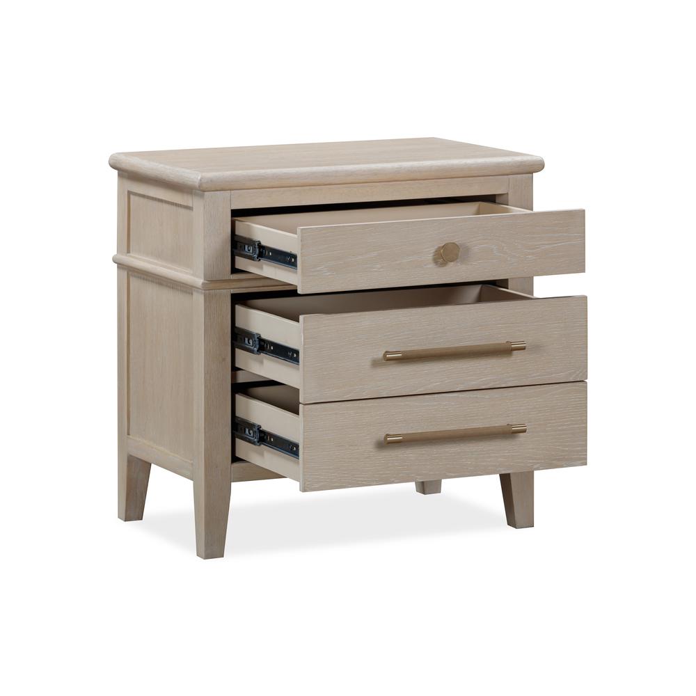 Camden Three Drawer Oak Wood Nightstand in Chai
