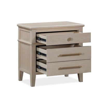 Camden Three Drawer Oak Wood Nightstand in Chai