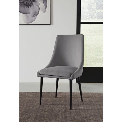 Winston Upholstered Metal Leg Dining Chair in Goose and Black, set of 2