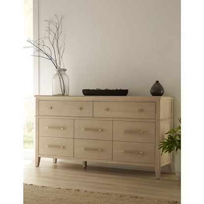 Camden Eight Drawer Oak Wood Dresser in Chai