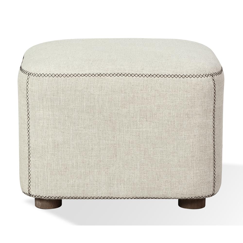Louis Upholstered Ottoman in Natural Linen