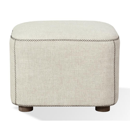 Louis Upholstered Ottoman in Natural Linen