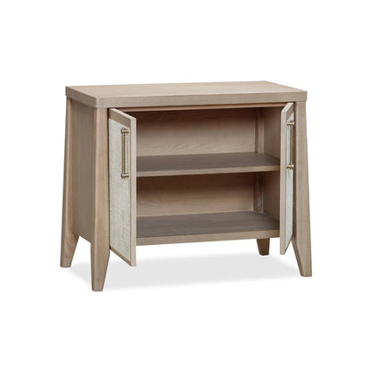 Sumire Two Door Ash Wood Bachelor Chest in Ginger and Natural Cane