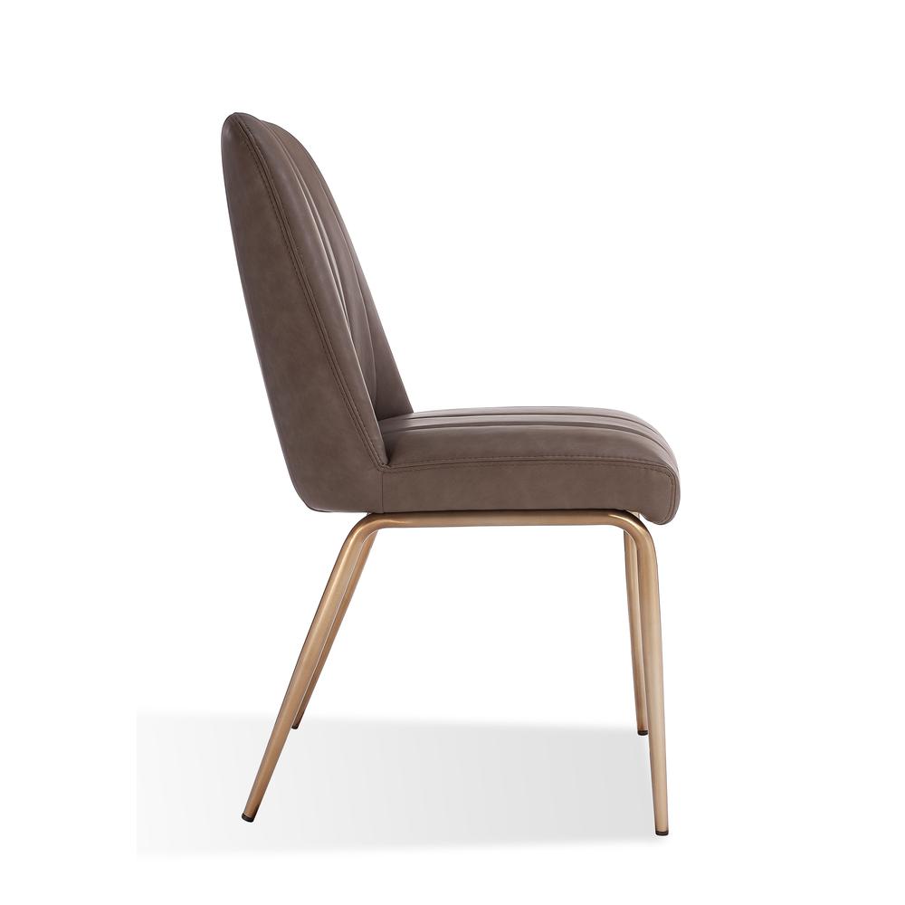 Upholstered Dining Chair in Cinnamon Synthetic Leather, set of 2