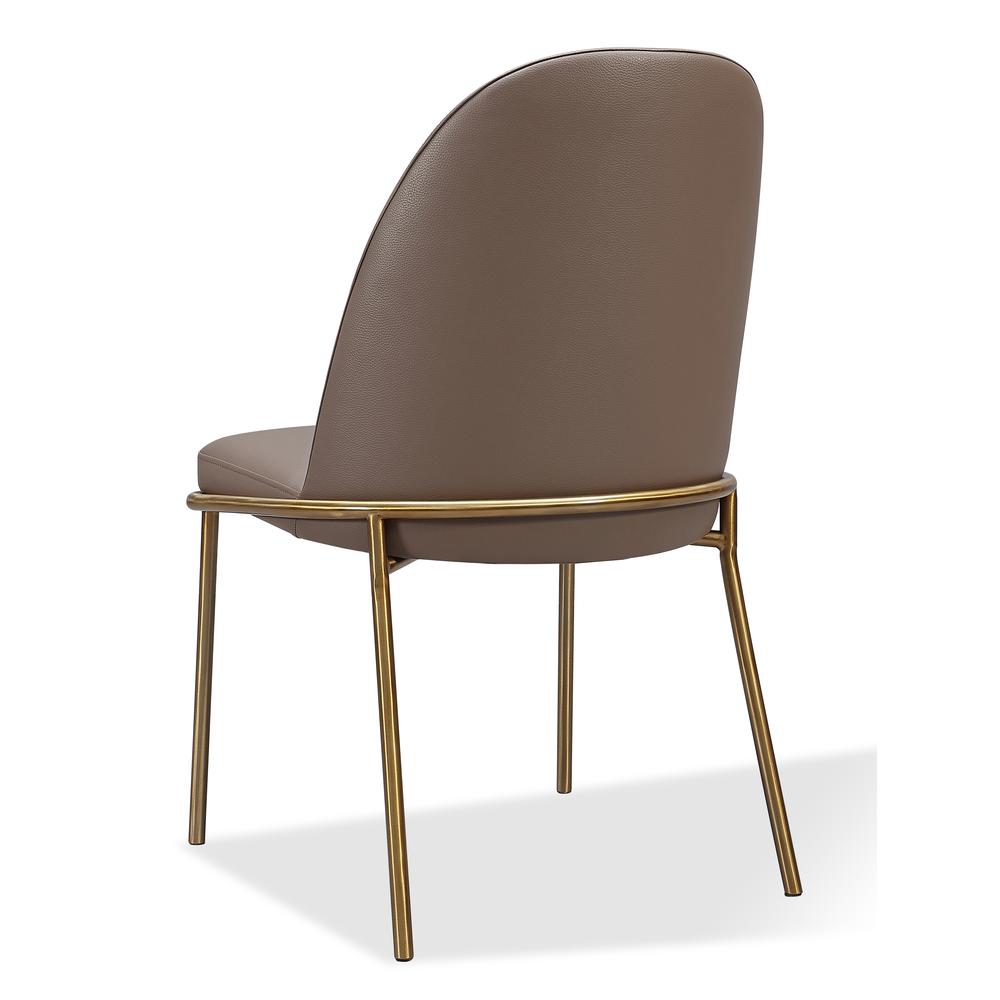 Doheny Leather Upholstered Metal Leg Dining Chair in Boots and Brass, set of 2