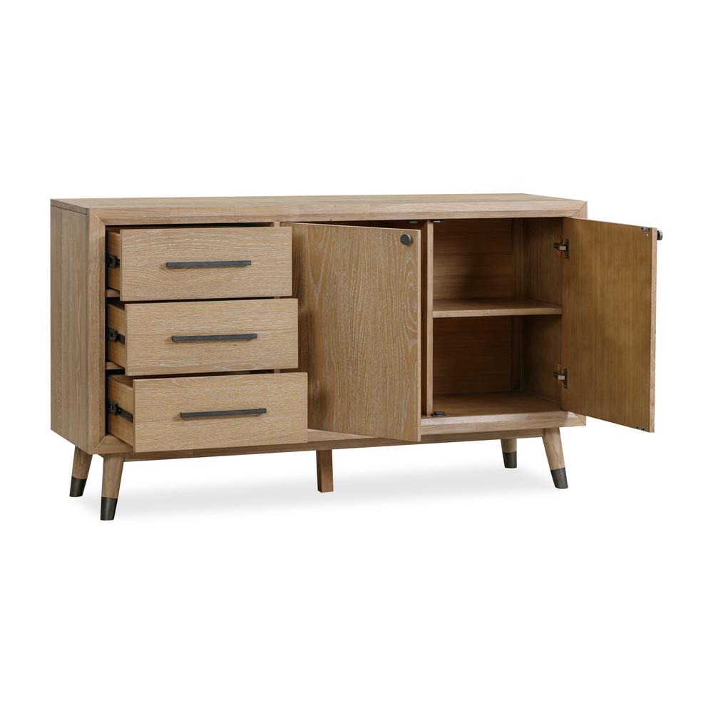 Franklin Three Drawer Two Door White Oak Sideboard in Au Natural