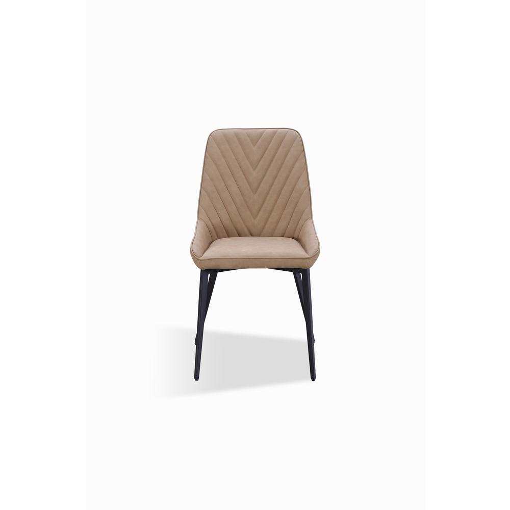 Metal Leg Upholstered Dining Chair in Penny  Synthetic Leather, set of 2