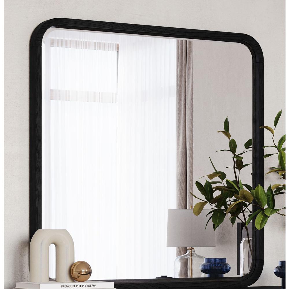 Elora Beveled Glass Mirror in Jet Black Ash