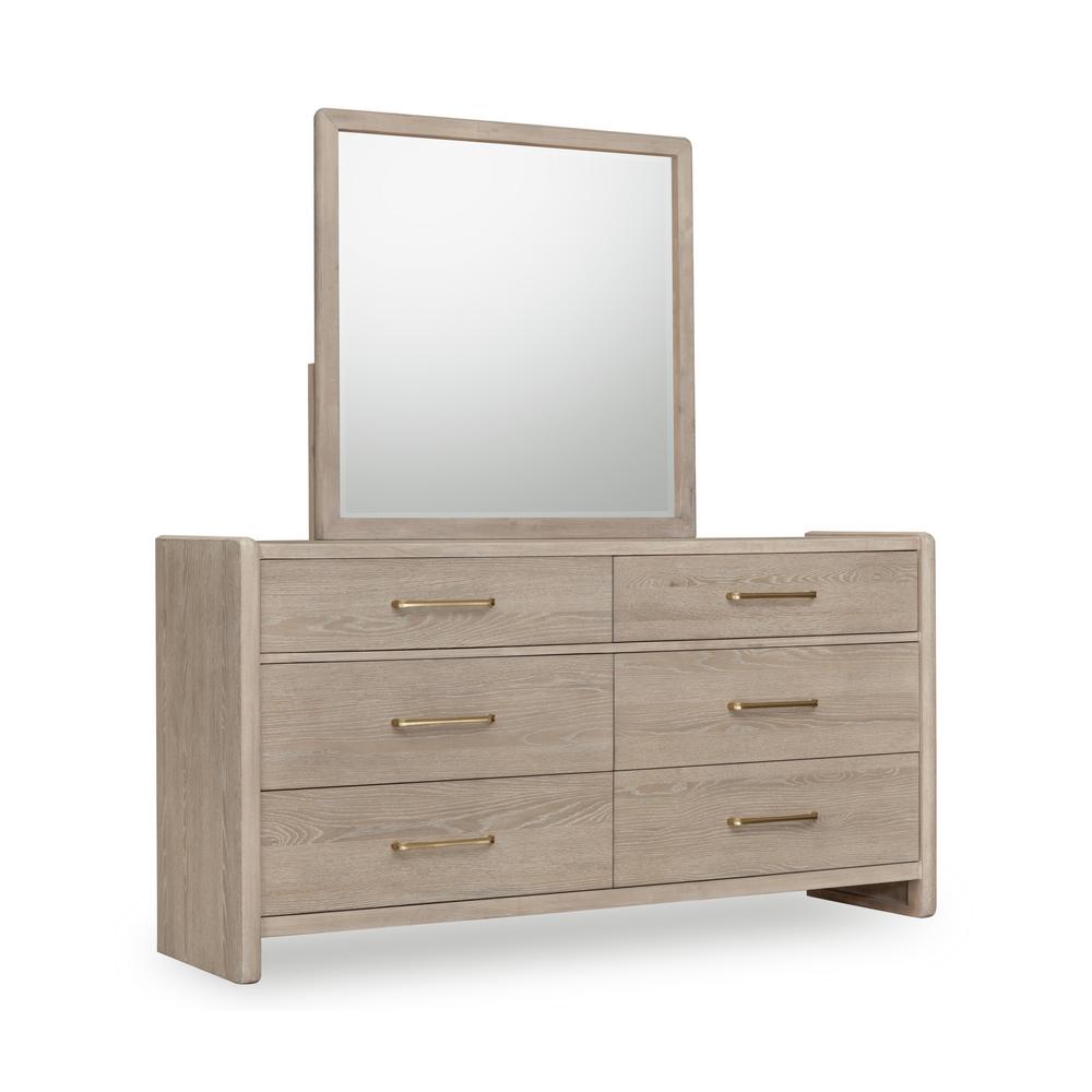Gardenia Six Drawer Oak Wood Dresser in Chai