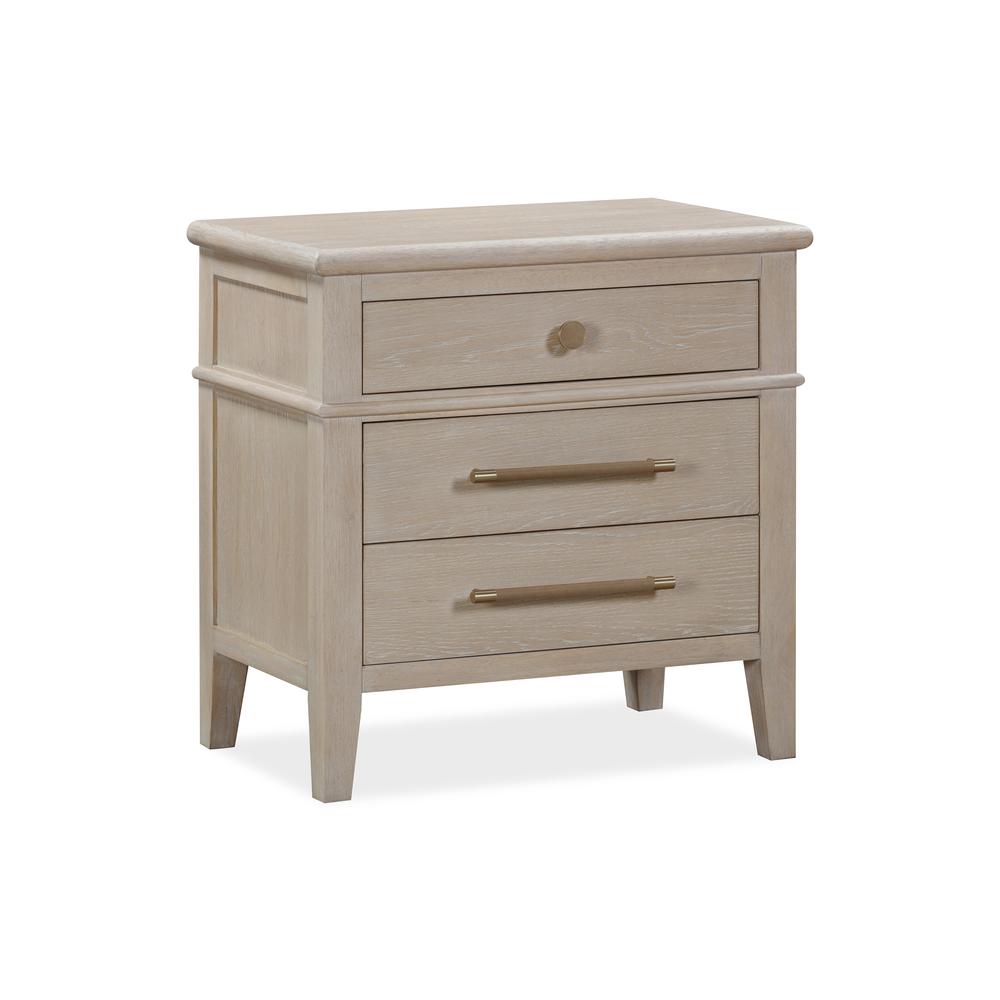 Camden Three Drawer Oak Wood Nightstand in Chai