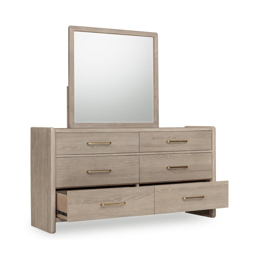 Gardenia Six Drawer Oak Wood Dresser in Chai