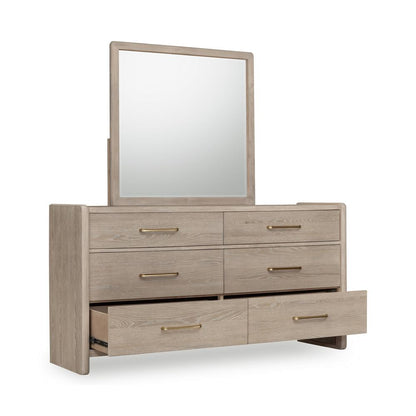 Gardenia Six Drawer Oak Wood Dresser in Chai