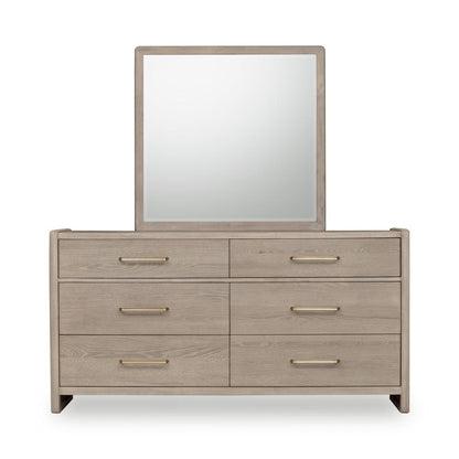 Gardenia Six Drawer Oak Wood Dresser in Chai