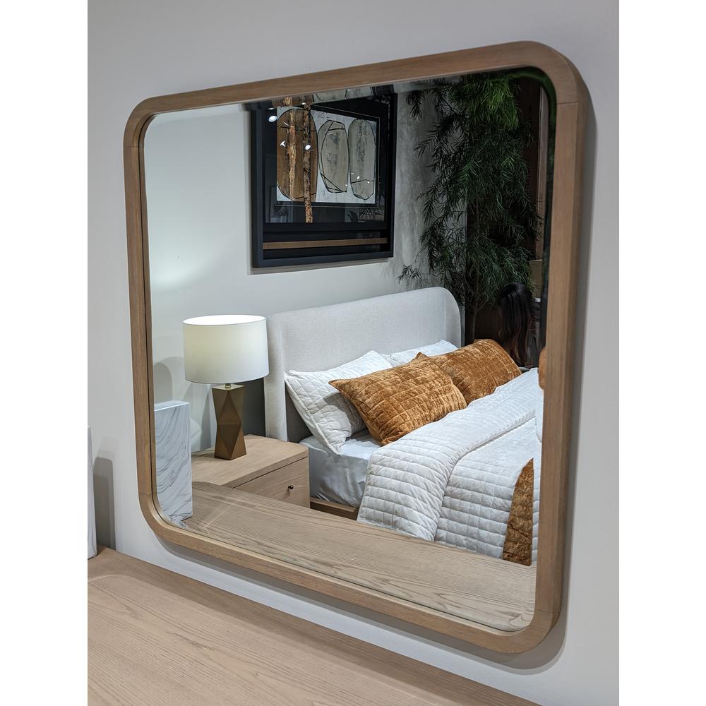 Penny Beveled Glass Wall or Dresser Mirror in Buff Cream