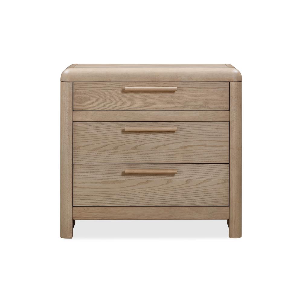 Furano Three Drawer Ash Wood Nightstand in Ginger