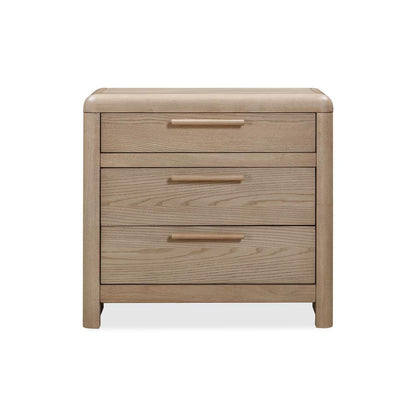 Furano Three Drawer Ash Wood Nightstand in Ginger