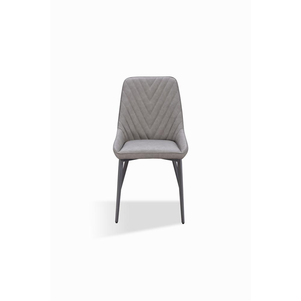 Metal Leg Upholstered Dining Chair in Anchor Gray Synthetic Leather, set of 2