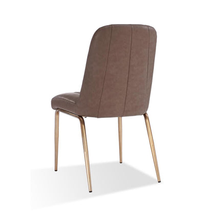 Upholstered Dining Chair in Cinnamon Synthetic Leather, set of 2