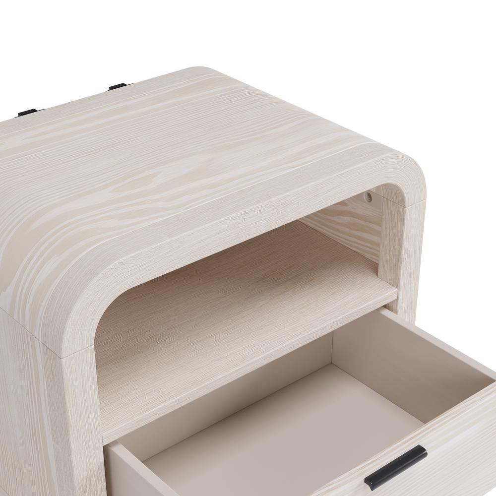 Drake One Drawer One Shelf USB-Charging Nightstand in Sugar