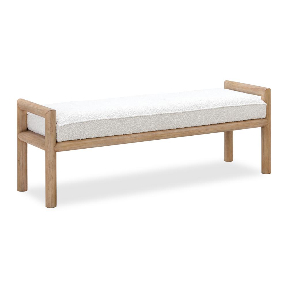 Dorsey Boucle Upholstered Wooden Bench in Granola and Ricotta