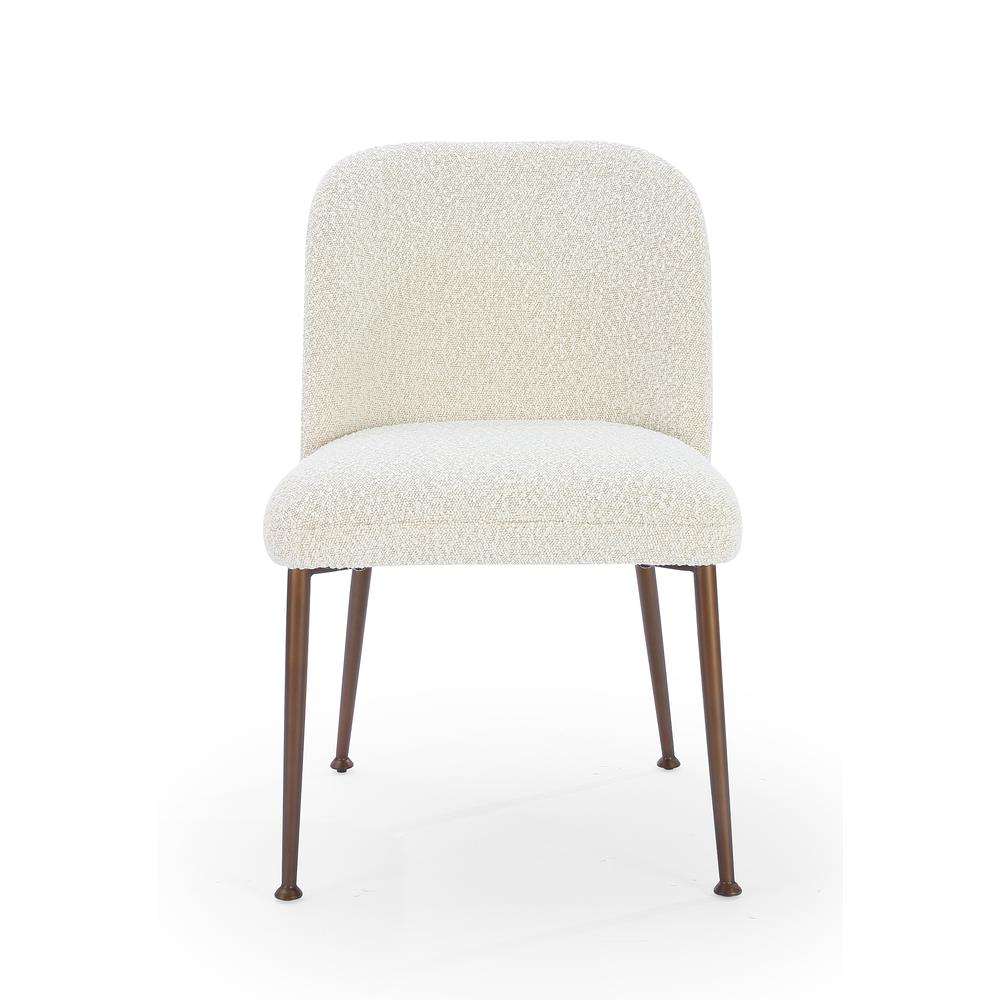 Avery Upholstered Dining Chair in Ricotta Boucle and Bronze Metal, set of 2
