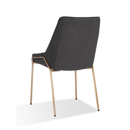 Cyrus Upholstered Dining Chair in Coal Fabric and Brushed Bronze Metal, set of 2