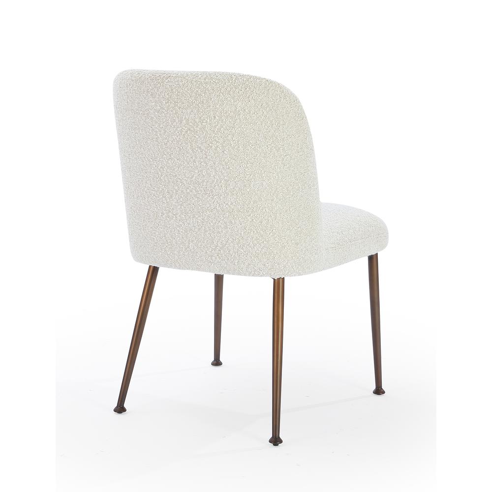 Avery Upholstered Dining Chair in Ricotta Boucle and Bronze Metal, set of 2