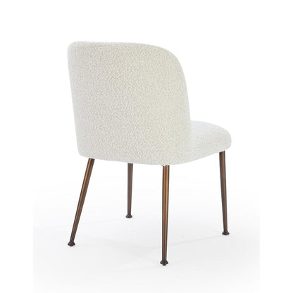 Avery Upholstered Dining Chair in Ricotta Boucle and Bronze Metal, set of 2