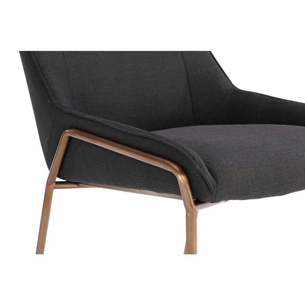 Cyrus Upholstered Dining Chair in Coal Fabric and Brushed Bronze Metal, set of 2