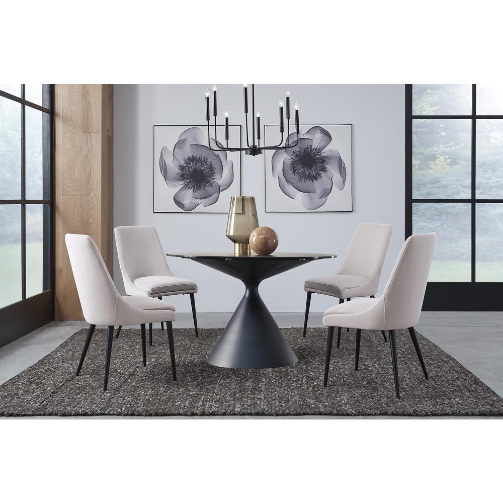 Winston Upholstered Metal Leg Dining Chair in Ash Grey and Black, set of 2
