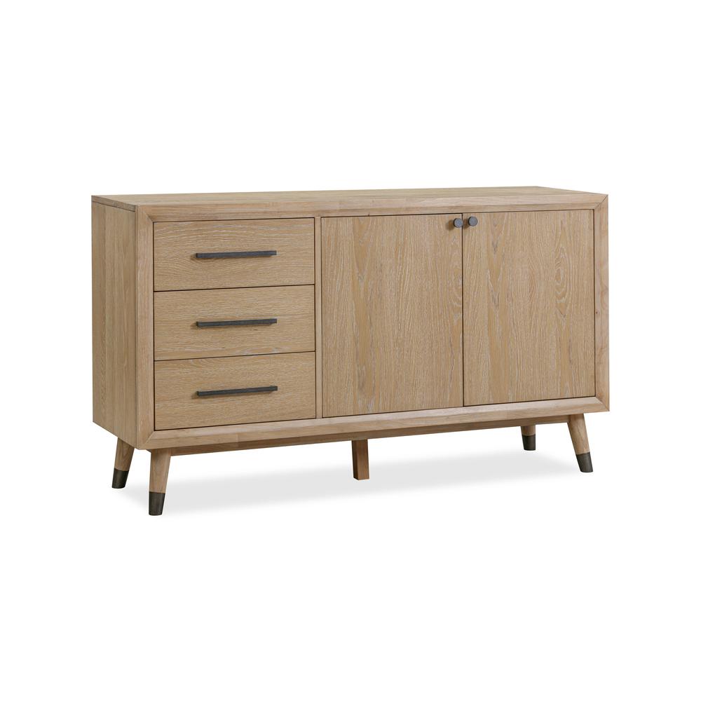 Franklin Three Drawer Two Door White Oak Sideboard in Au Natural
