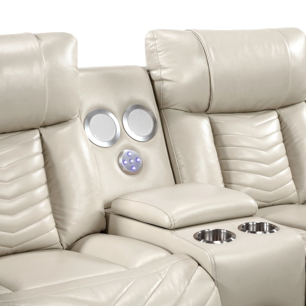 Sensa Power Reclining Loveseat.withBluetooth Speaker with Led Belt Beige