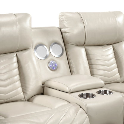 Sensa Power Reclining Loveseat.withBluetooth Speaker with Led Belt Beige