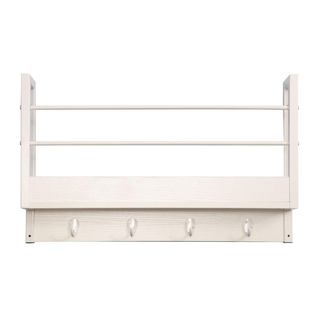 Floating Book Shelf Coat Rack, White, Set Of 2…