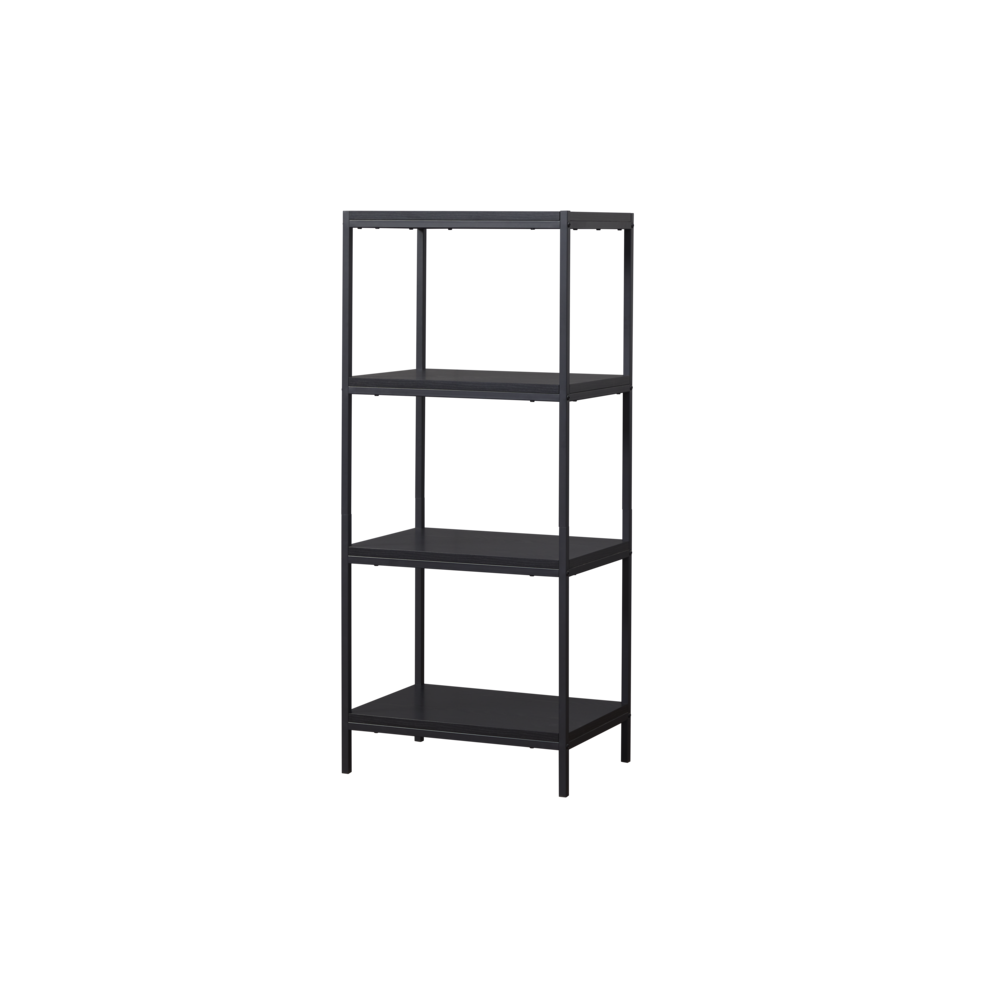 4-Tier Transitional Wood Bookshelf With Open Shelves In Black