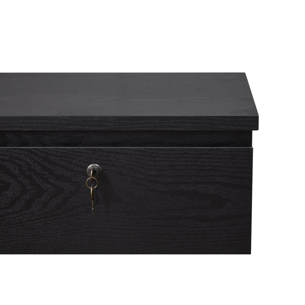 2 Drawer Wood File Cabinet With Lock, Black