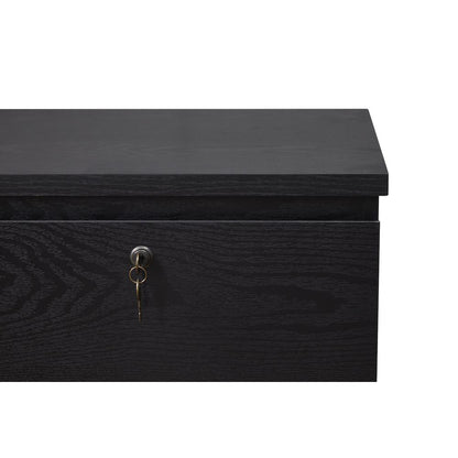 2 Drawer Wood File Cabinet With Lock, Black