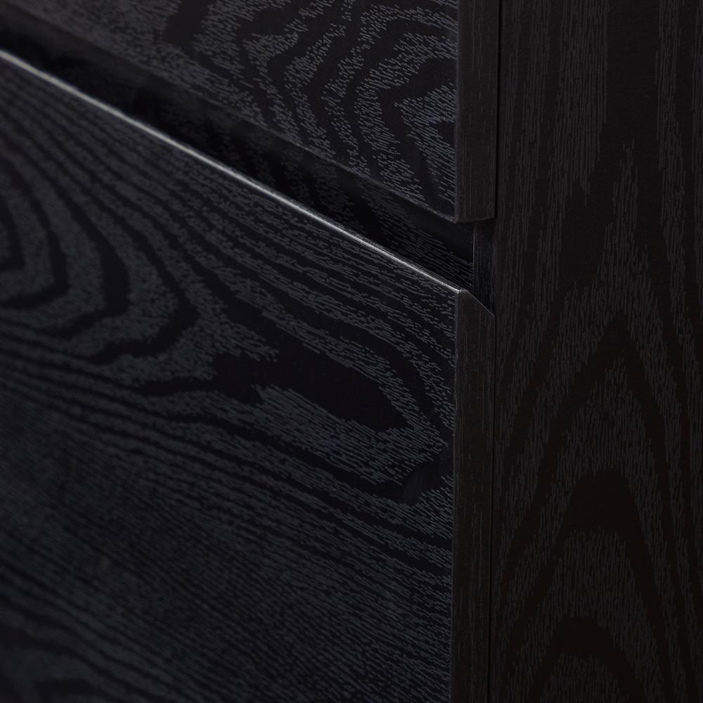 2 Drawer Wood File Cabinet With Lock, Black
