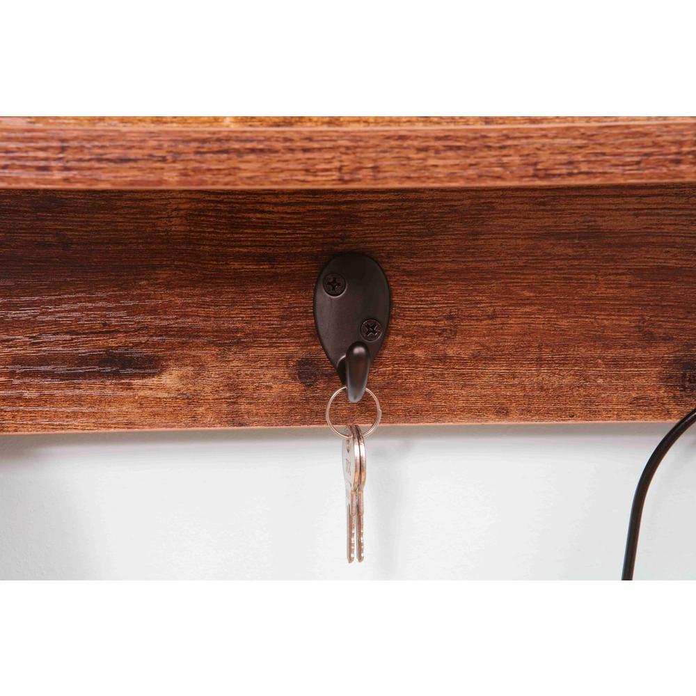 Floating Book Shelf Coat Rack, Rustic Brown, Set Of 3