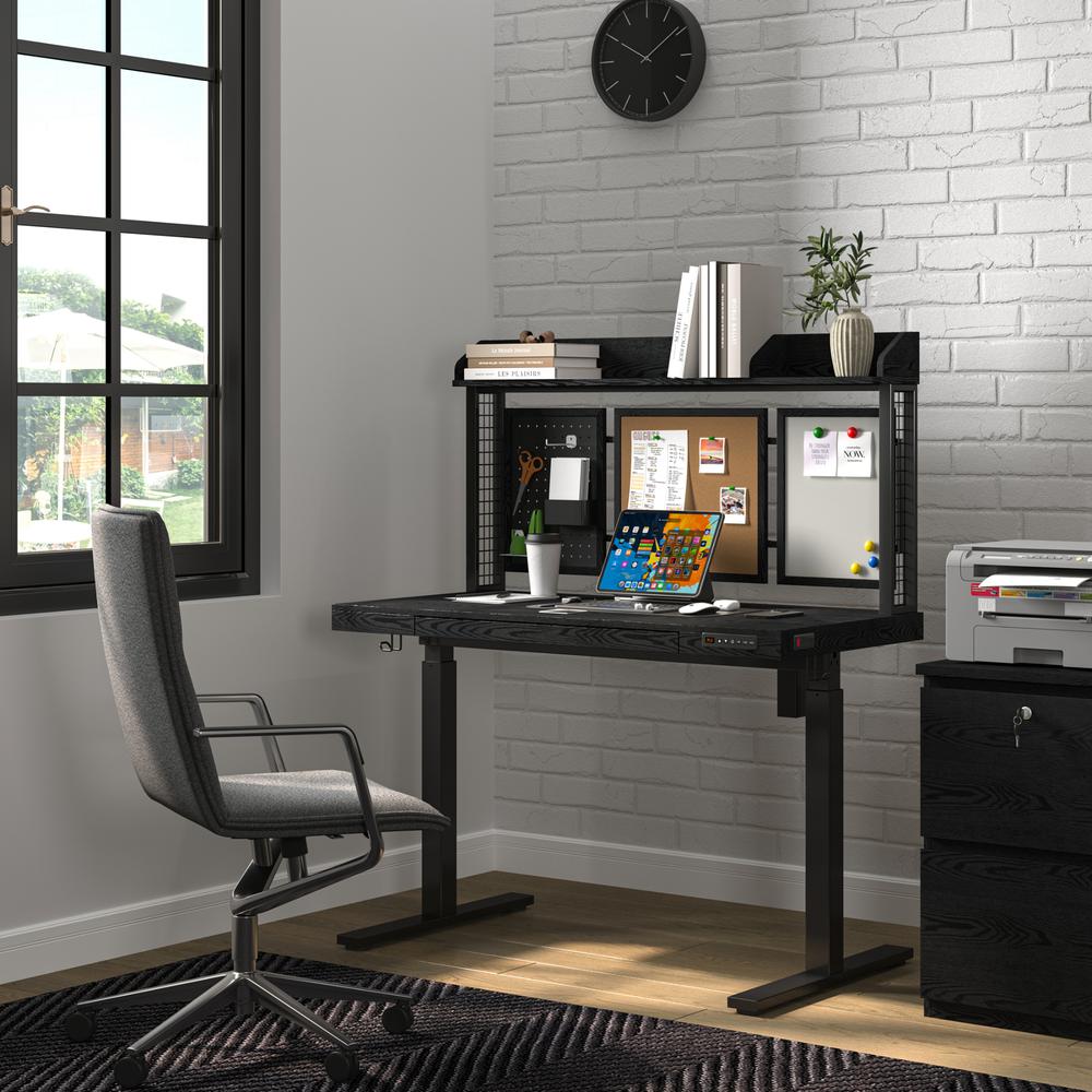 2 Drawer Wood File Cabinet With Lock, Black