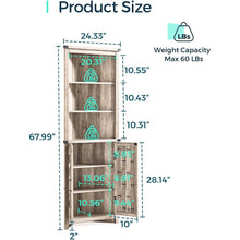 Farmhouse Tall Bathroom Storage Cabinet – Narrow Corner Linen Tower, Light Gray