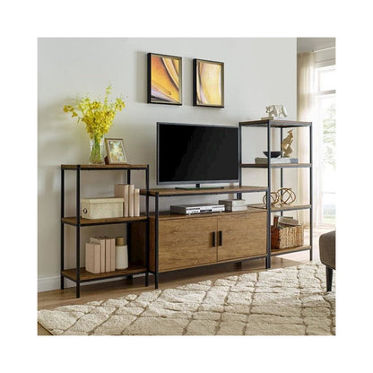 4-Tier Transitional Wood Bookshelf With Open Shelves In Oak Brown