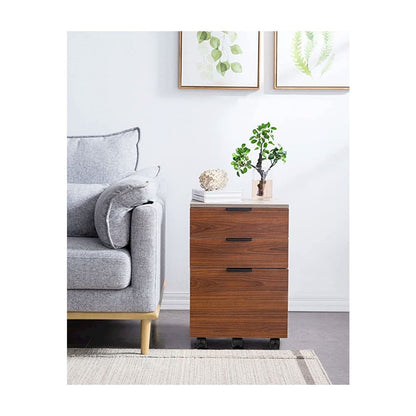 3 Drawer Rolling Wood File Cabinet With Locking Wheels, Brown