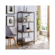 4-Tier Transitional Wood Bookshelf With Open Shelves In Oak Brown