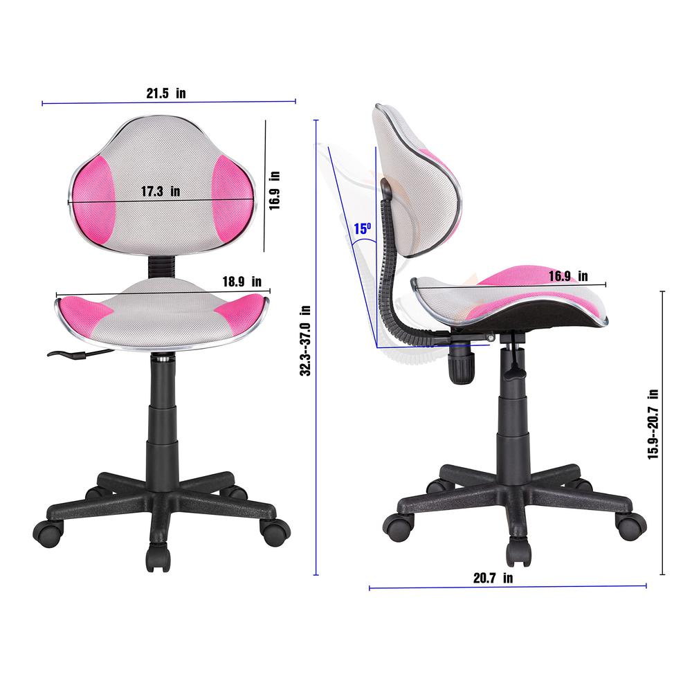 Home Office Low Back Computer Executive Chair, Grey/Pink