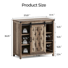 Farmhouse Coffee Bar Cabinet with Sliding Barn Door, Light Brown