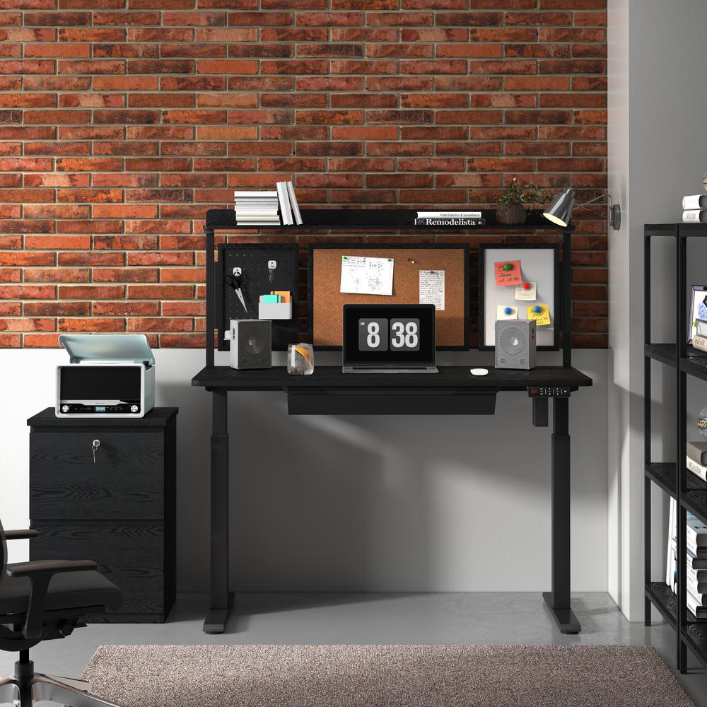 2 Drawer Wood File Cabinet With Lock, Black