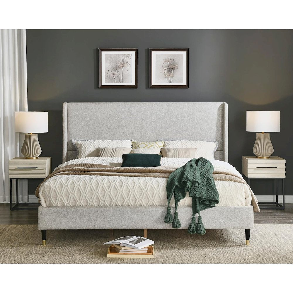 Rozitta Upholstered Wingback Platform Bed, Queen
