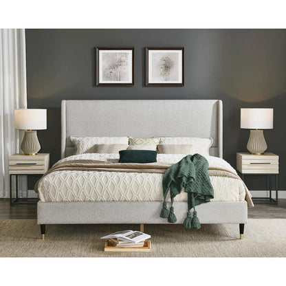 Rozitta Upholstered Wingback Platform Bed, Queen